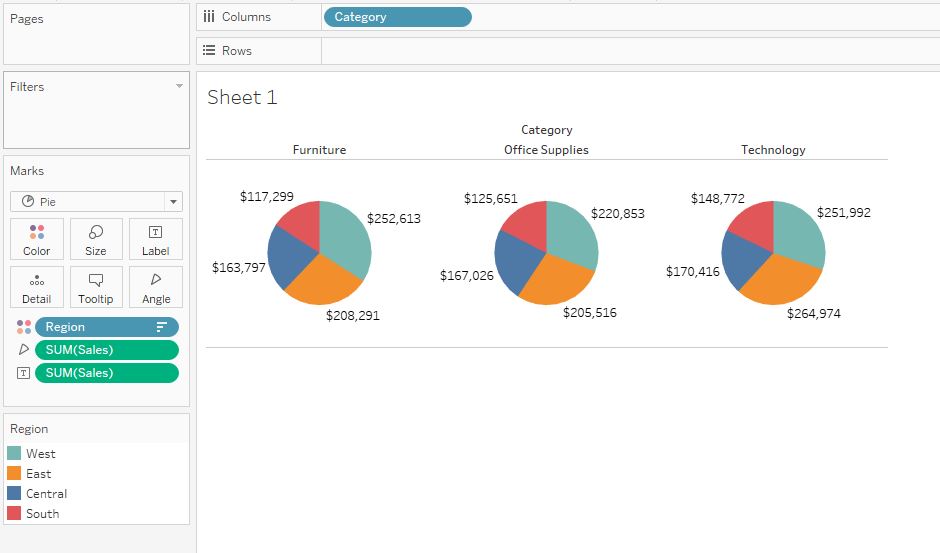 Create Pie Chart With Multiple Measures Tableau