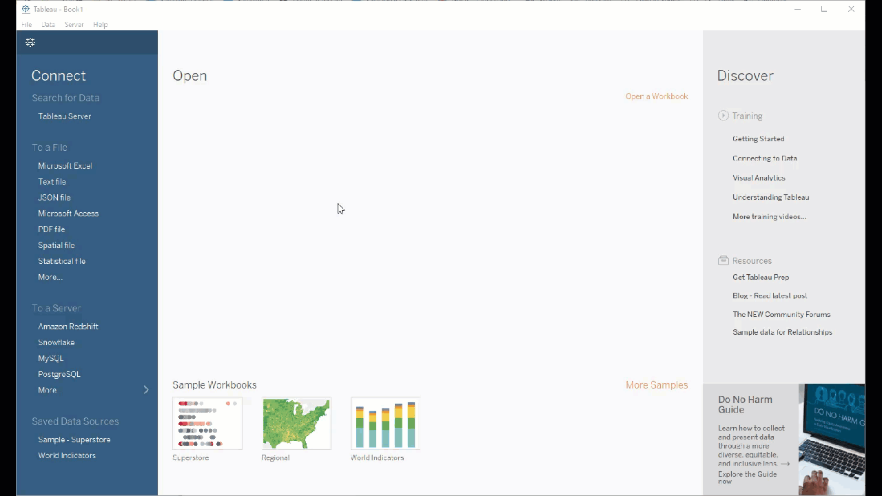 Test connection from Tableau Desktop