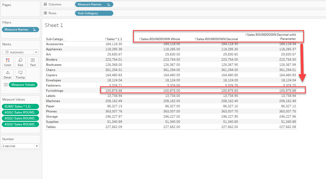 Round off a calculator value to 1 and 2 decimal places 