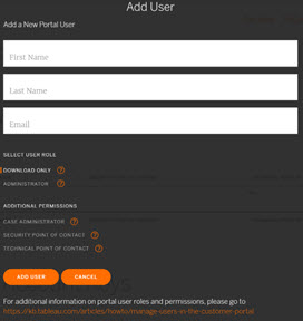 Add a user in the Customer Portal
