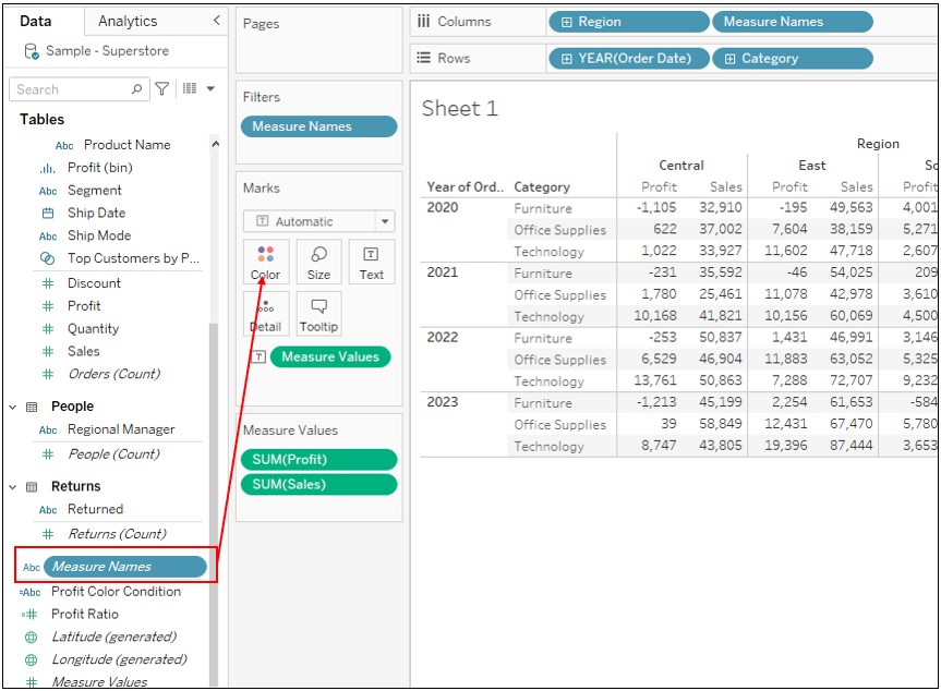 How to apply color condition to only one measure value | Tableau Software