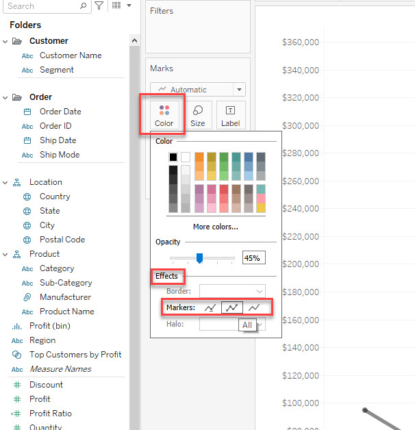 info visualisation - When to add markers/dots to a line chart