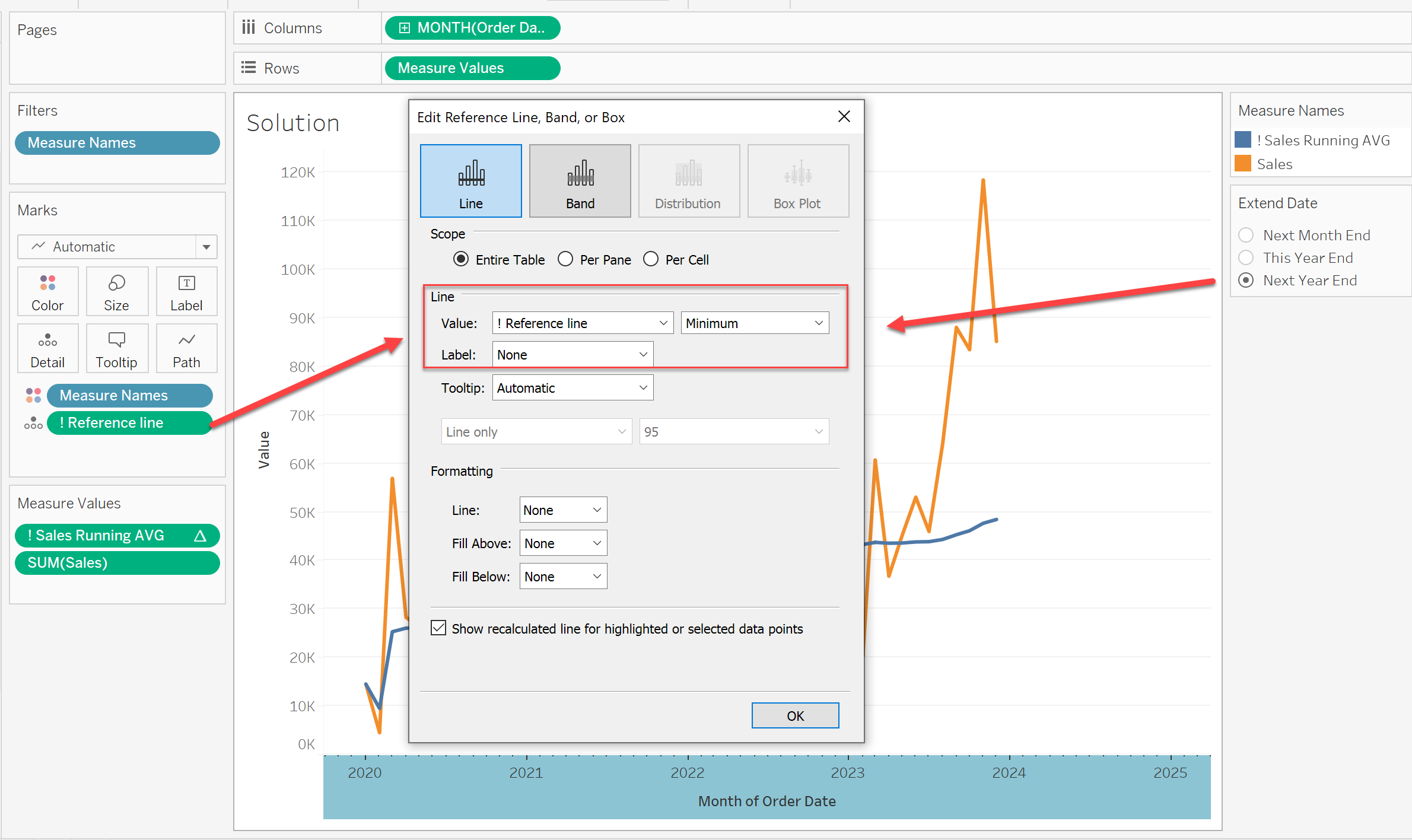 How to set a dynamic data range when using extend date range function