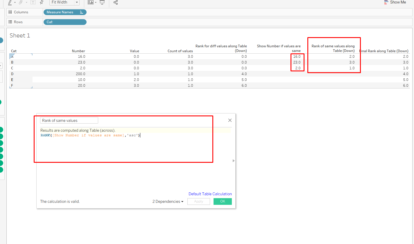 How to use other field for rank only for rows having same values ...