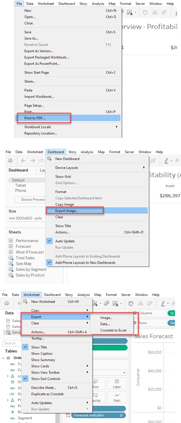 How to Export all the values of filter /parameter to PDF / CSV / PNG