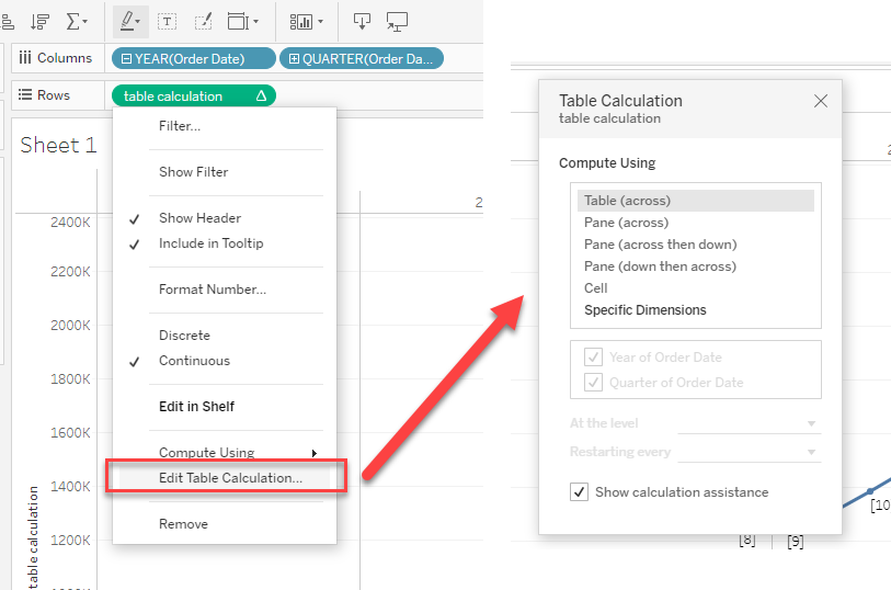 How to set [Default Table Calculation] in Tableau Server or Tableau Cloud Tableau Software