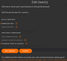 Edit a user in the Customer Portal