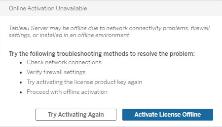 Online Activation Unavailable Prompt