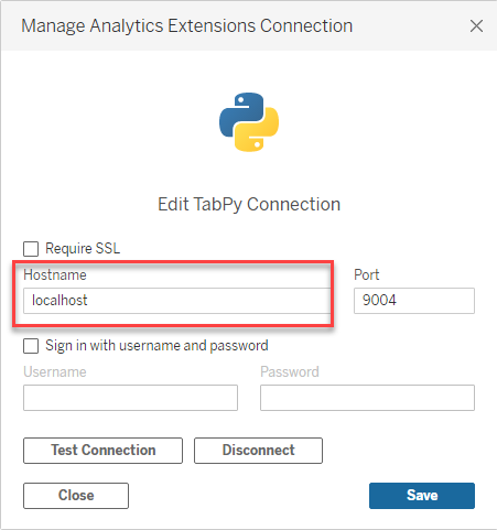 Manage Analytics Extensions Connection