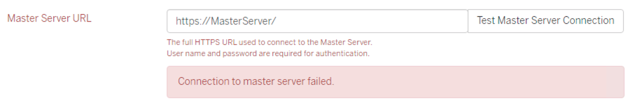 Master Server URL Connection Failure