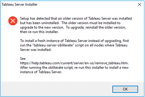Older Version Uninstalled Error