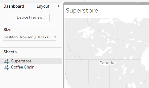 Seleccione la hoja de trabajo a partir de la lista de un dashboard