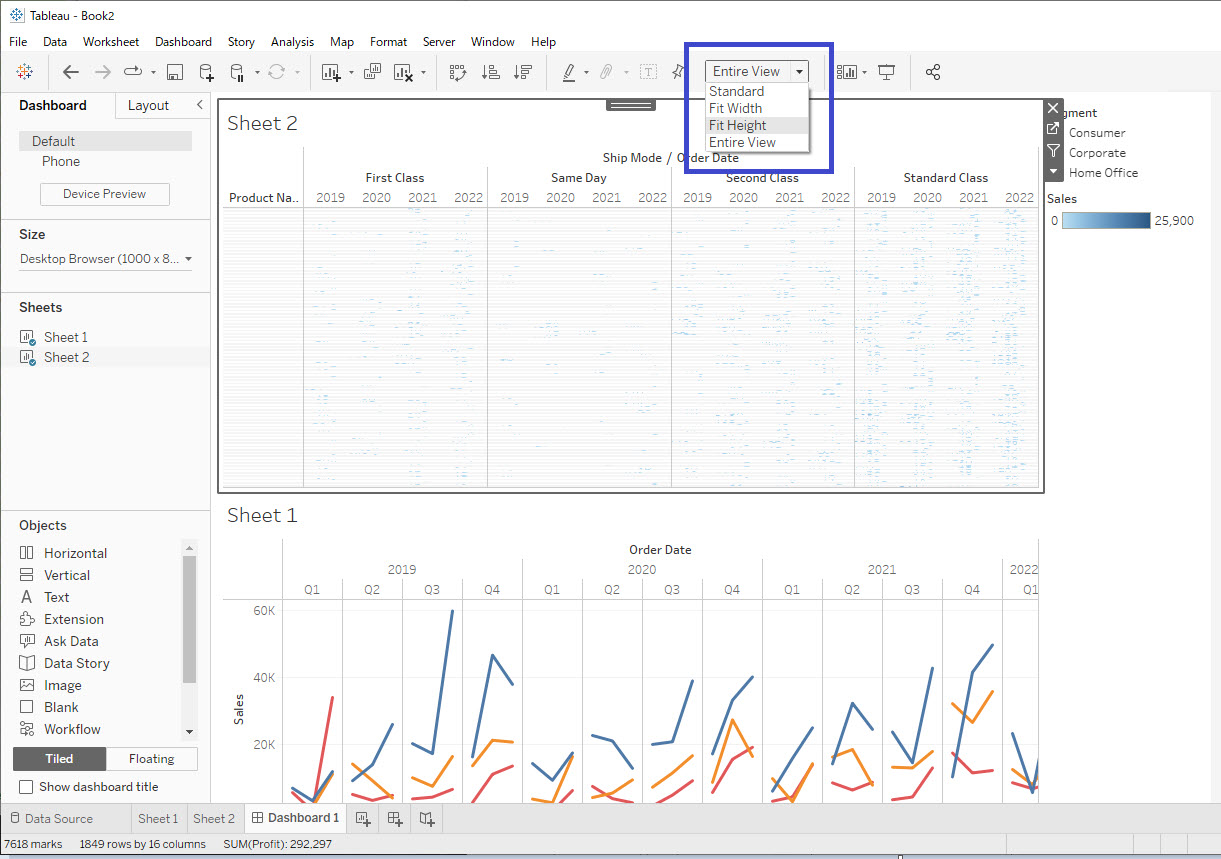 View on Dashboard is Compressed/Distorted and Has No Scrollbar Tableau Software